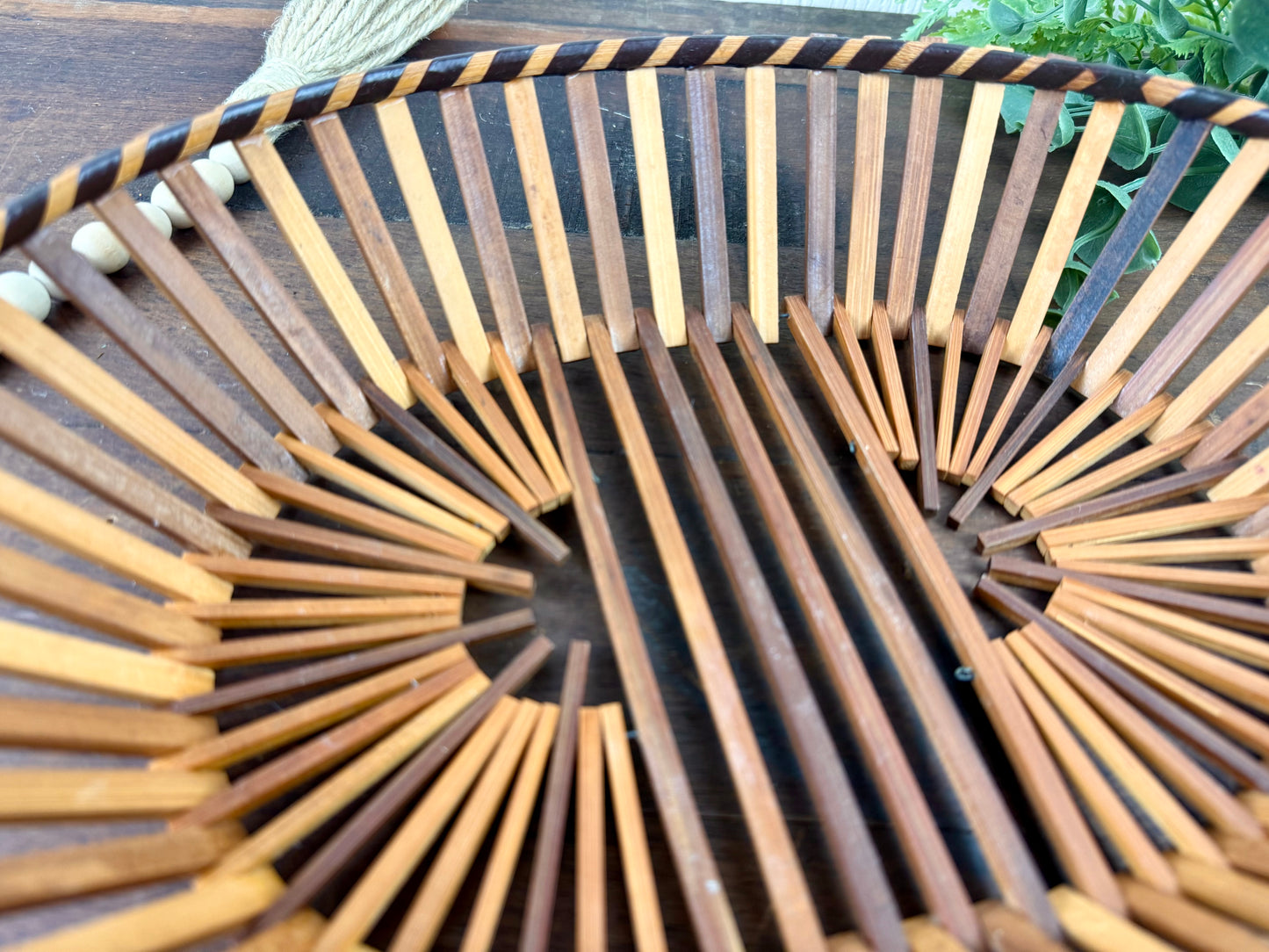 Vintage Mid-Century Bamboo Slat Basket
