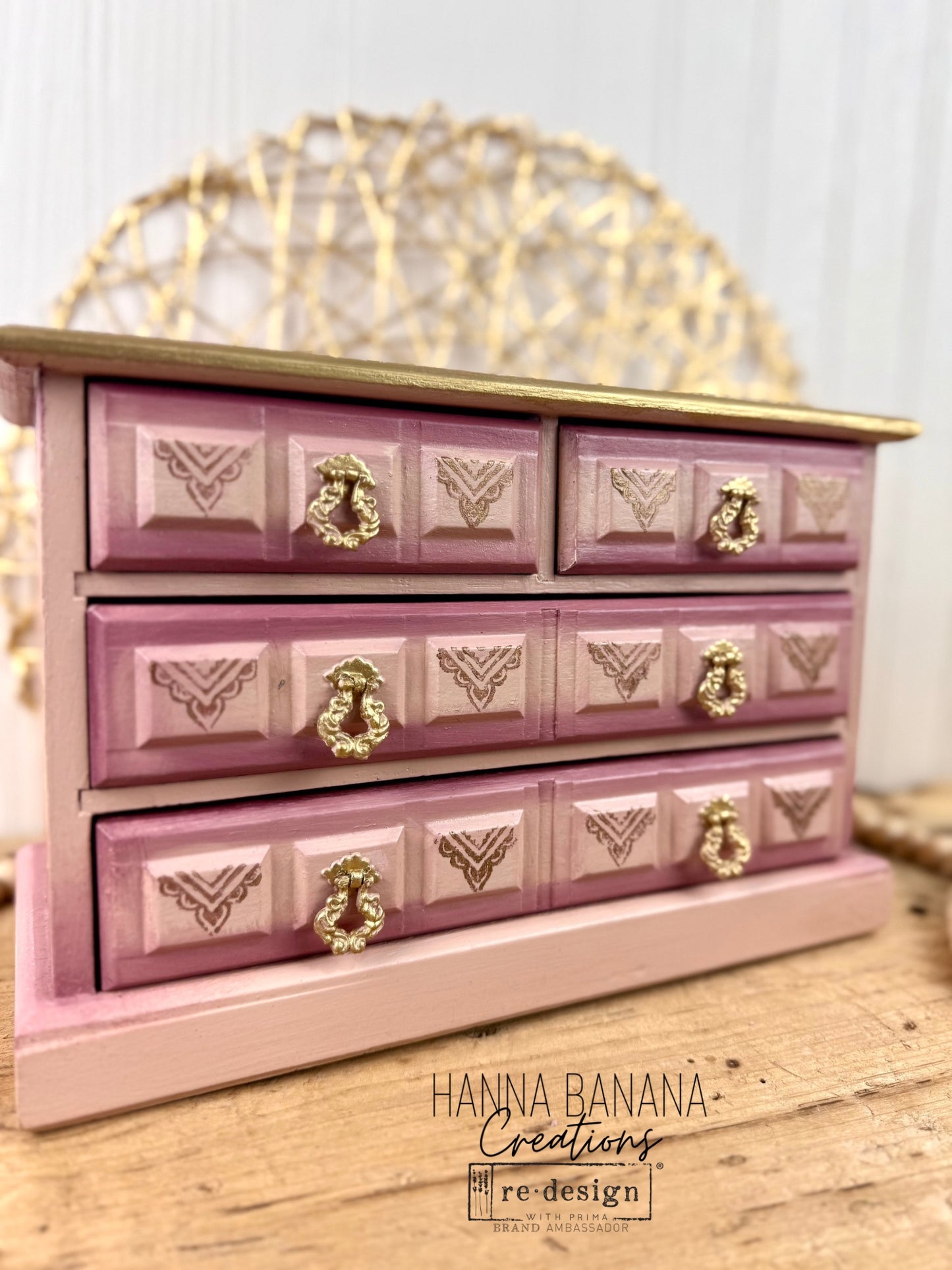 Hand Painted Pink & Burgundy Ombre Jewelry Box