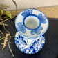 Vintage Blue & White Ceramic Candle Holder