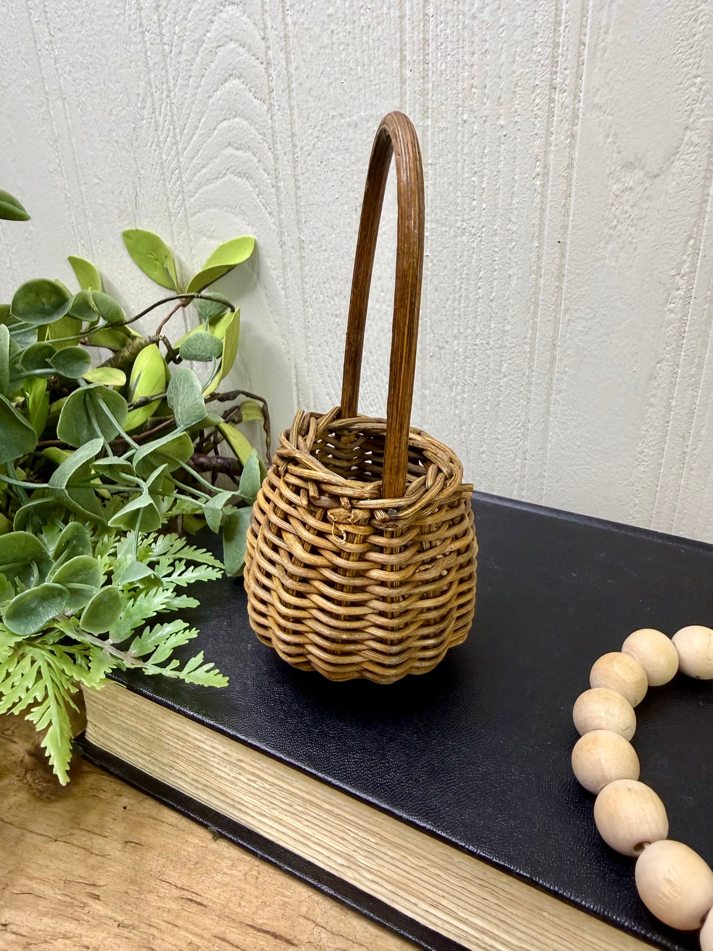 Vintage Miniature Wicker Basket with Handle