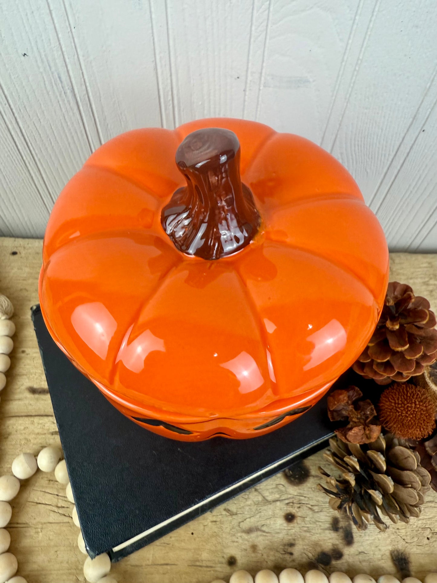 Retro Ceramic Jack-O-Lantern Canister