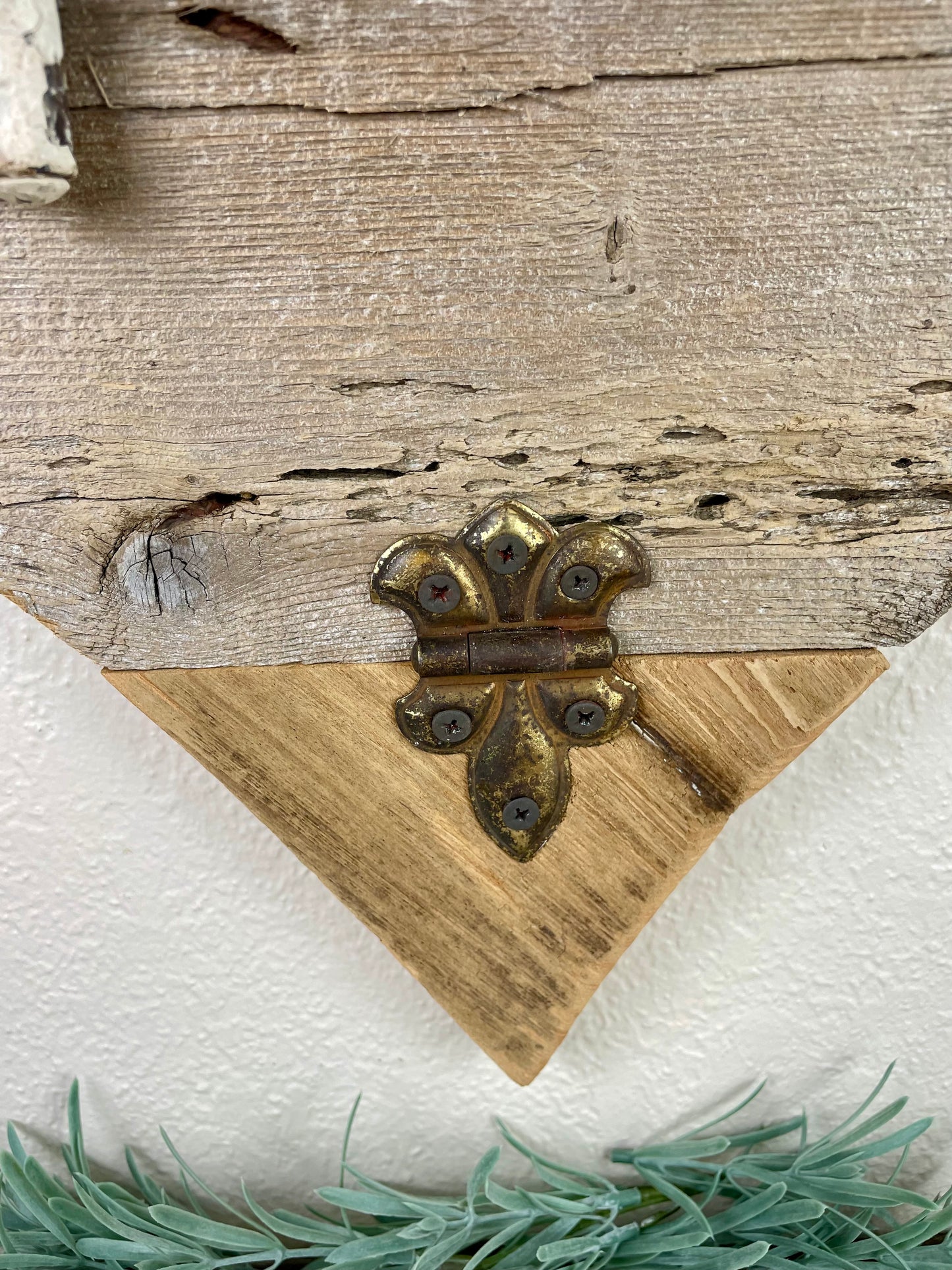 Handmade Barn Wood Heart with Rustic Hinges- E