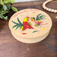 Vintage Wooden Hamburger Press with Roosters