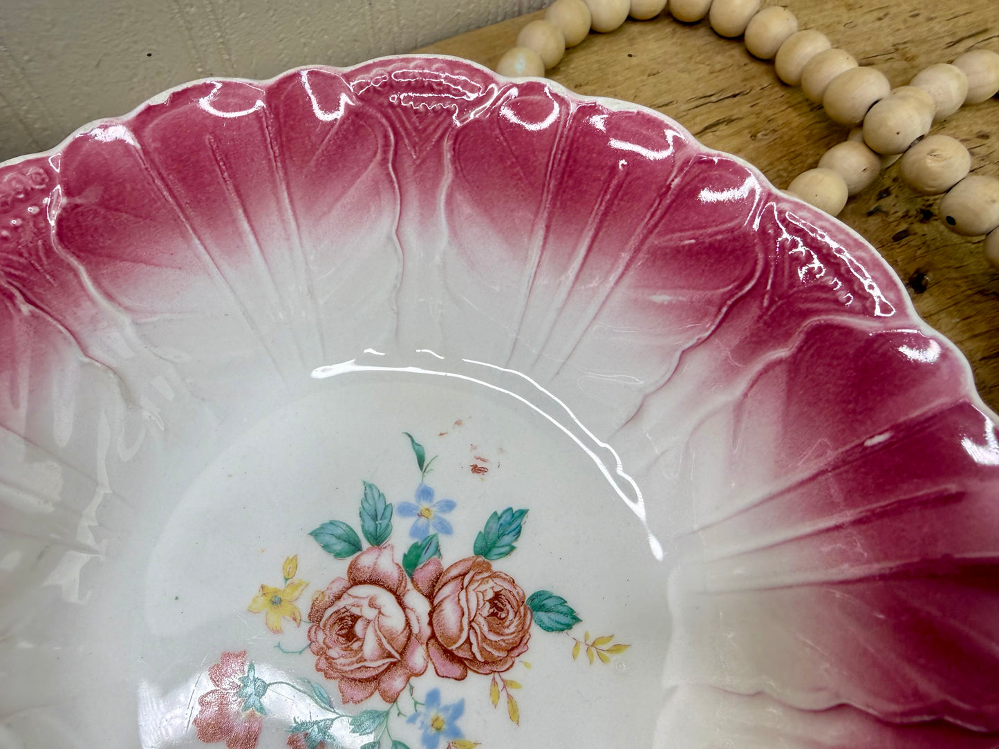 Vintage Wheelock Trademark Floral Serving Bowl
