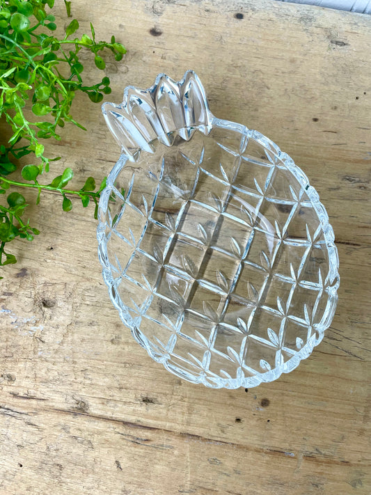 Vintage Clear Glass Pineapple Trinket Dish