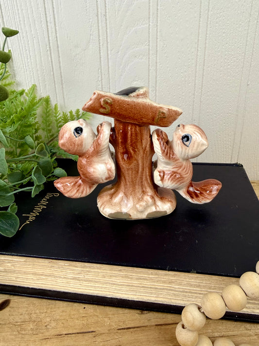 Vintage Ceramic Squirrel Salt & Pepper Shaker Set