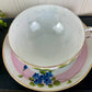 Vintage Hand Painted Blue Floral & Pink Striped Nippon Teacup & Saucer Set