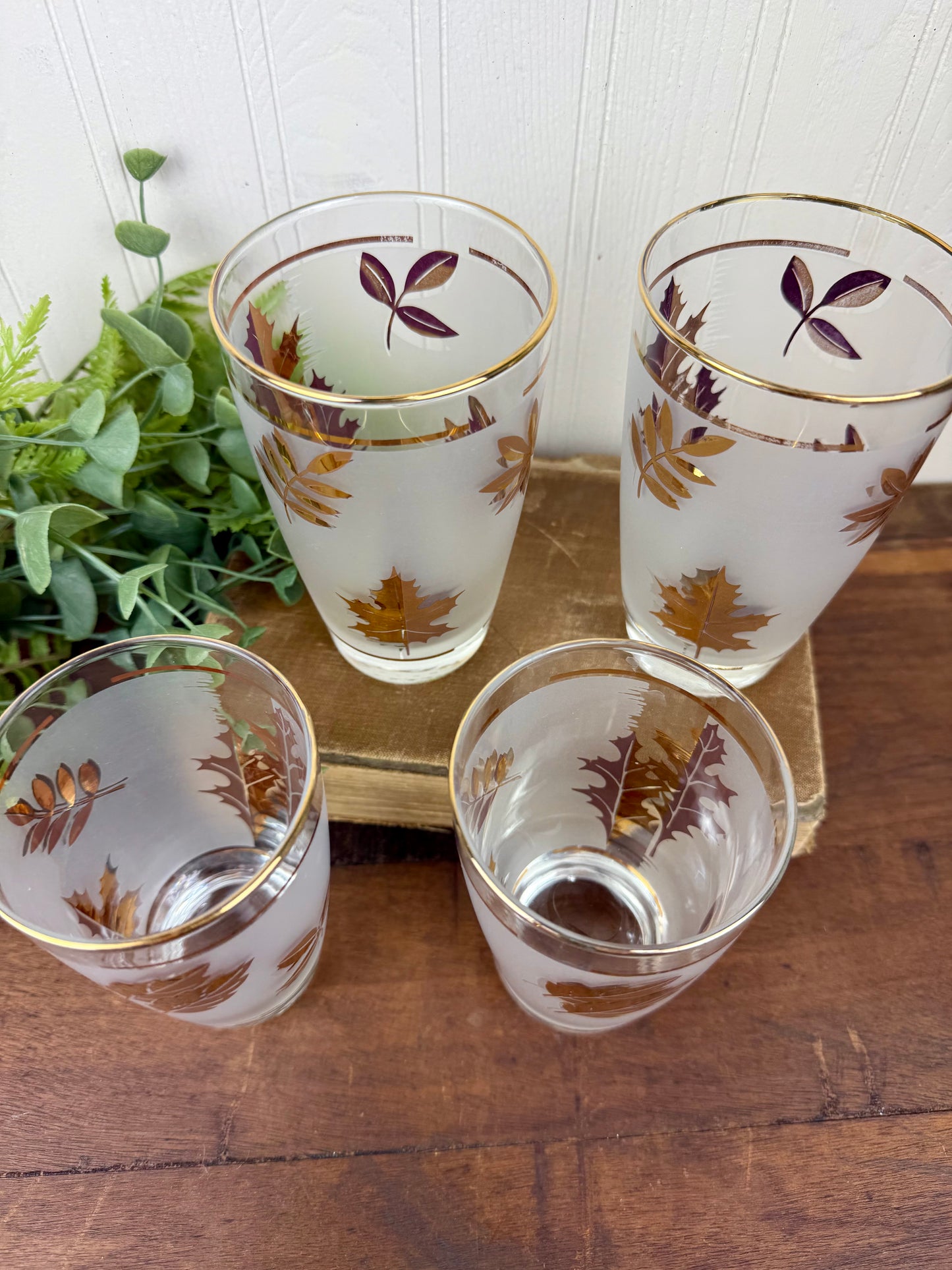 Vintage Libbey "Golden Foliage" Frosted Glasses