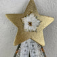 Upcycled Vintage Trim Dusty Sage Large Christmas Tree with Metallic Star