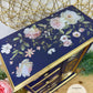 Upcycled Navy & Gold Jewelry Box with Pink Florals