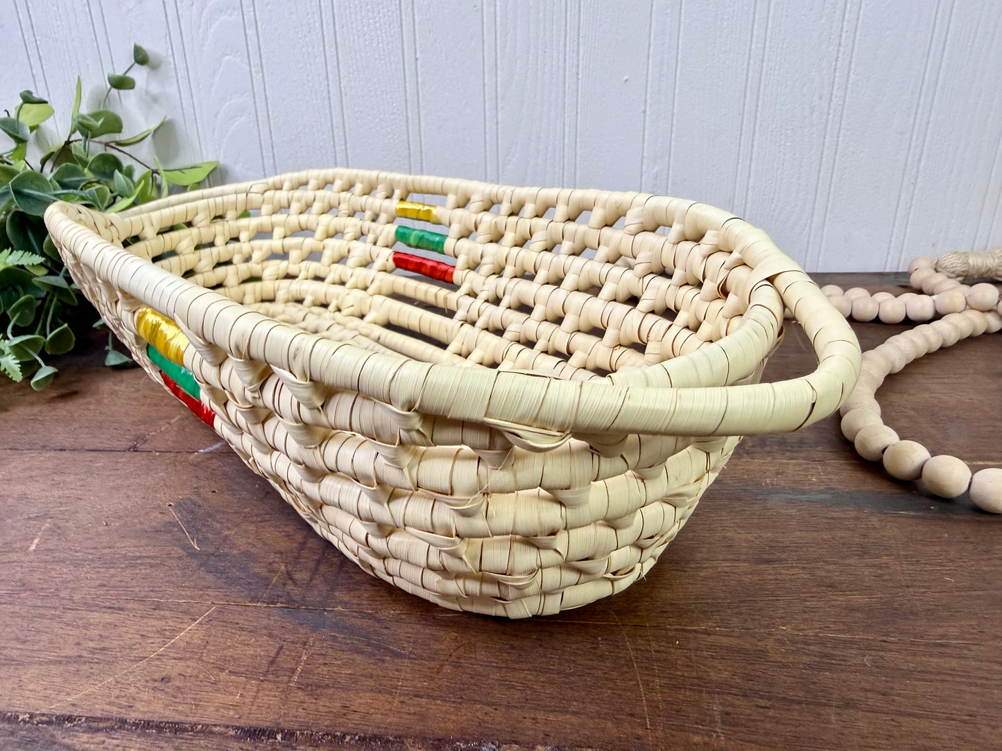 Vintage Woven Straw Catchall Basket
