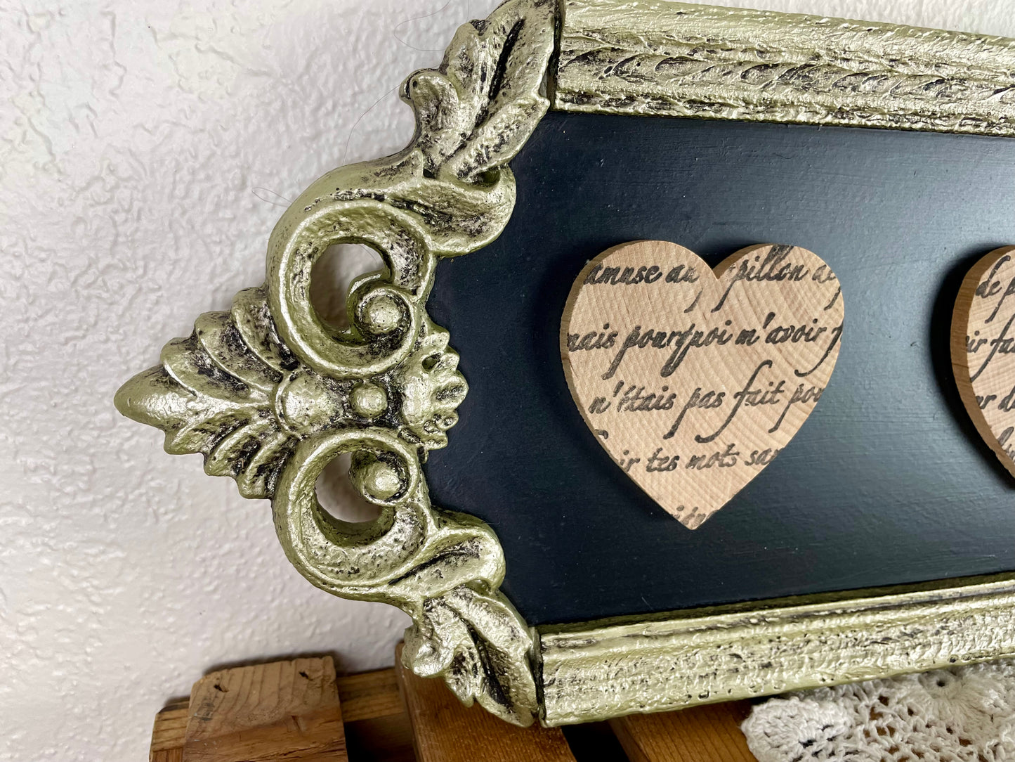 Upcycled Wall Art with Wooden Hearts