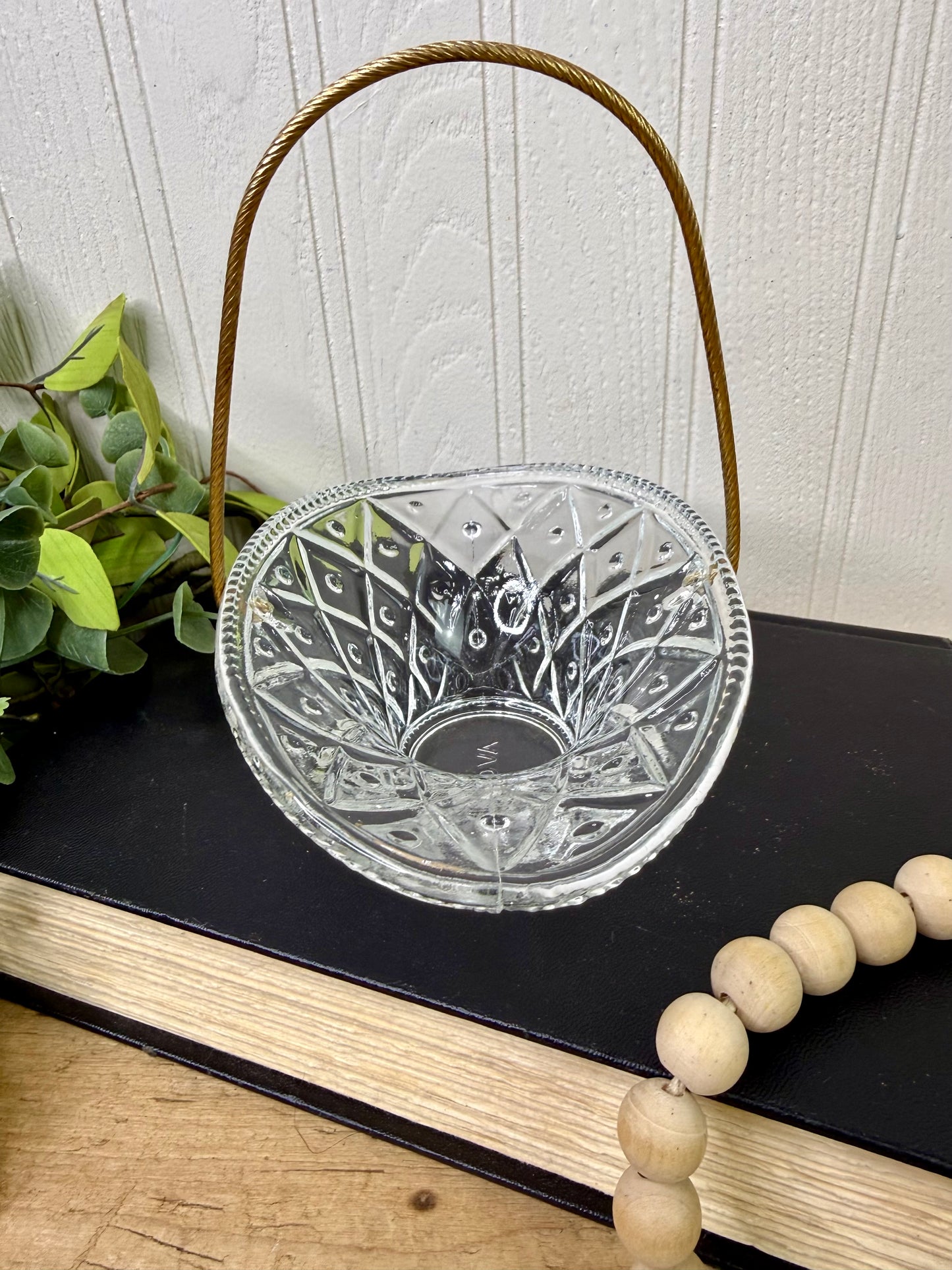 Vintage Avon Pressed Glass Trinket Basket