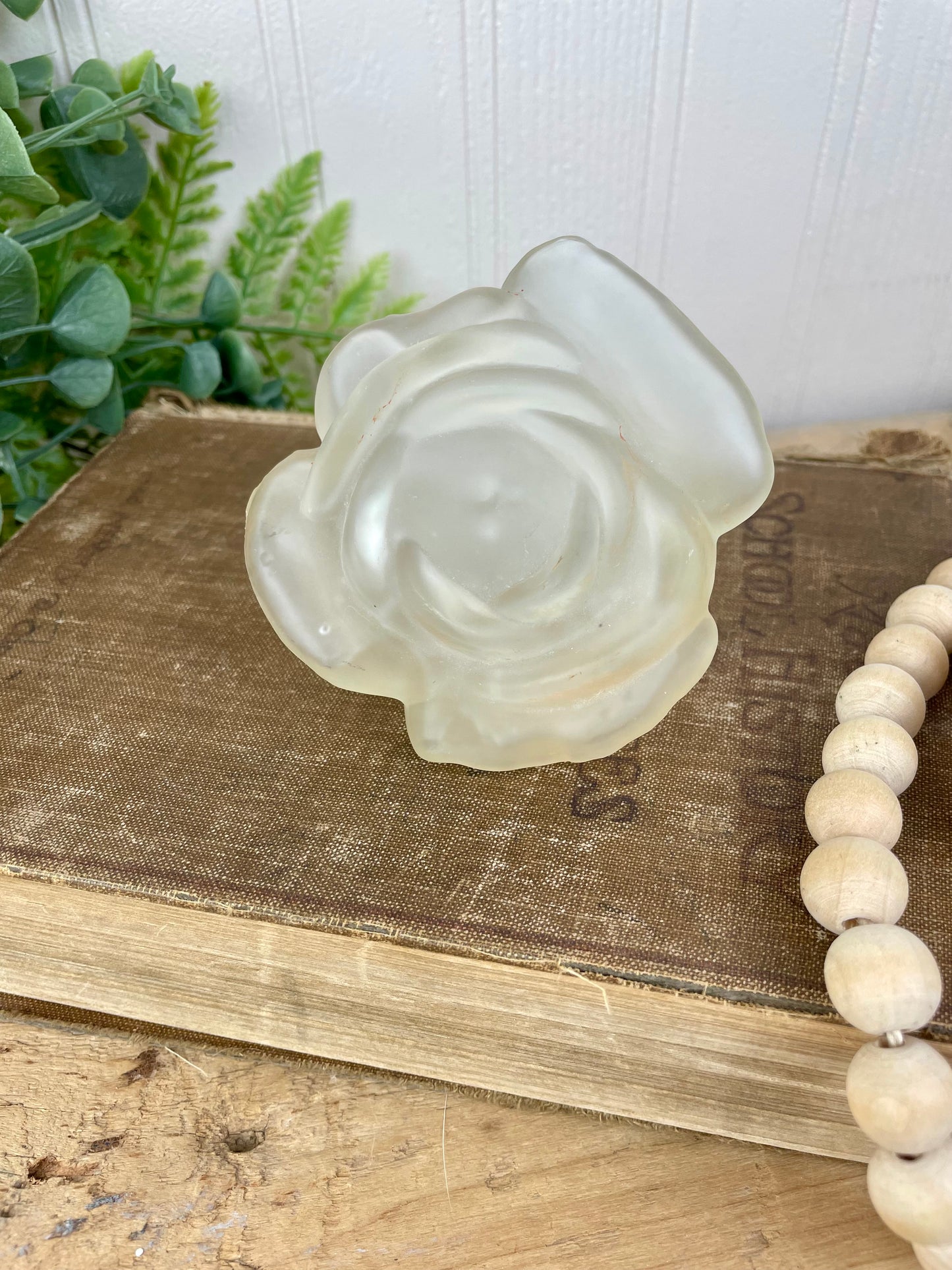 Vintage Frosted Glass Rose Perfume Bottle