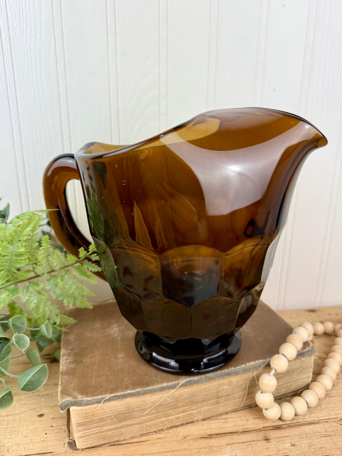 Vintage Viking Glass Company Georgian Nutmeg Brown Pitcher