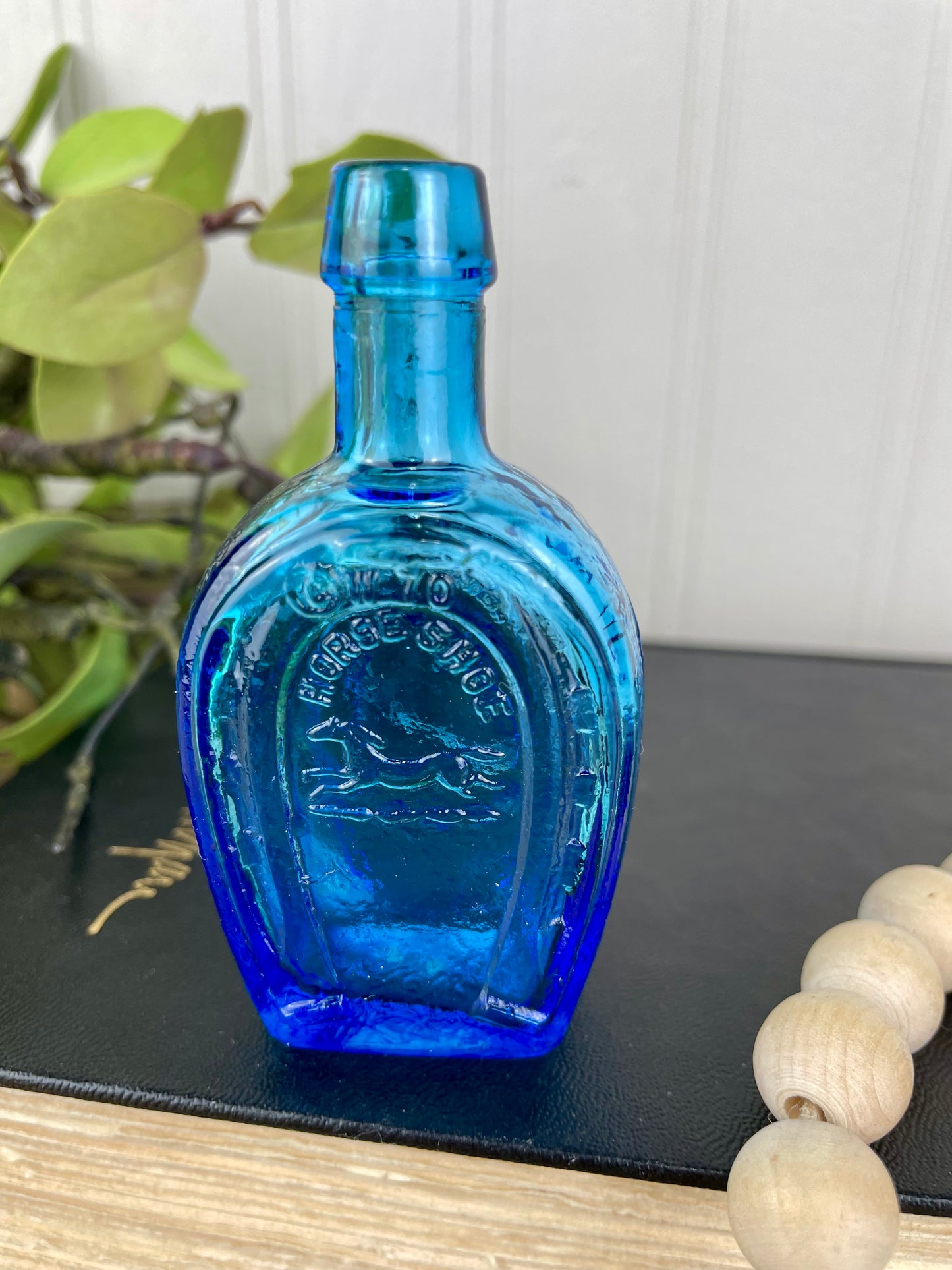 Vintage Miniature Blue Glass Bitters Bottle