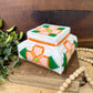 Vintage Plastic Canvas Storage Box with Orange Flowers