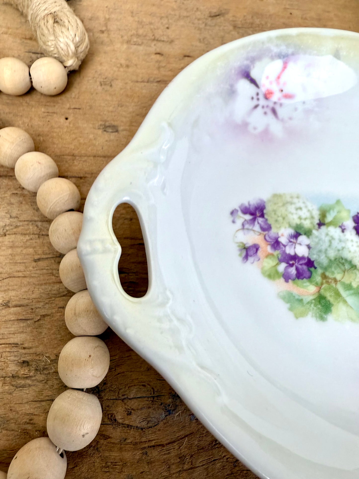 Vintage German Porcelain Dish with Floral Details
