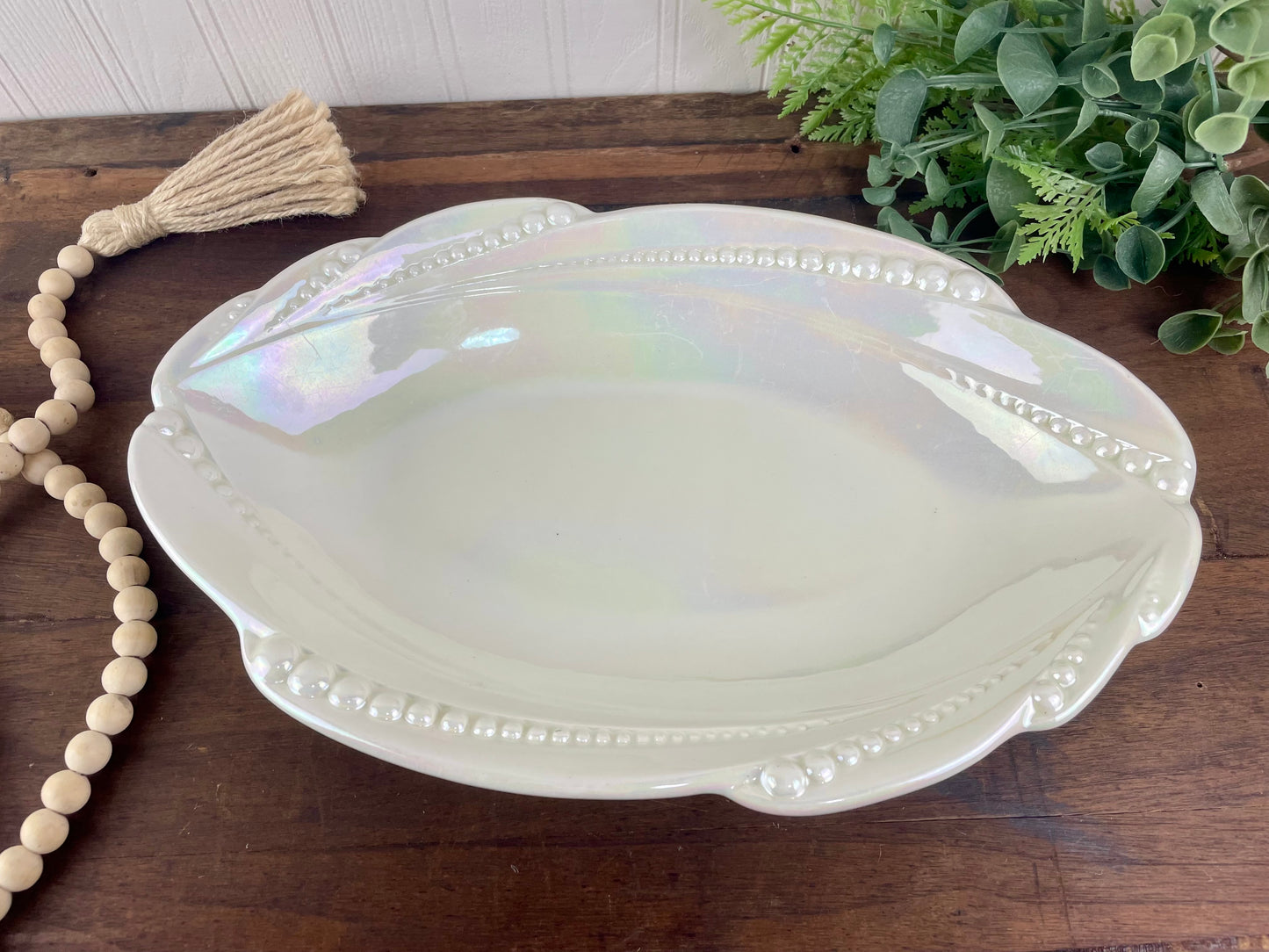 Vintage USA Pottery Pearlescent Platter