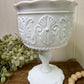 Vintage Indiana Glass White Milk Glass Pedestal Compote Dish