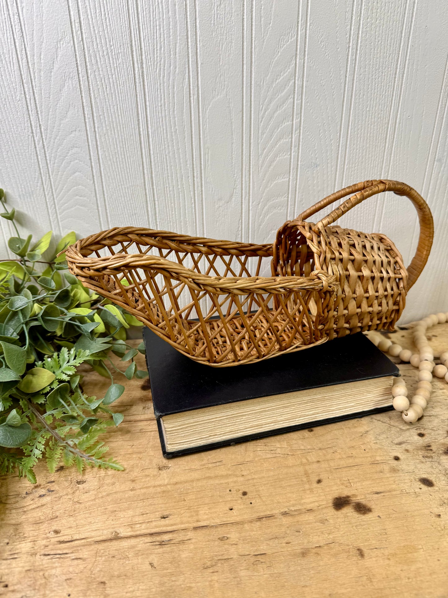 Vintage Wicker Wine Bottle Cradle