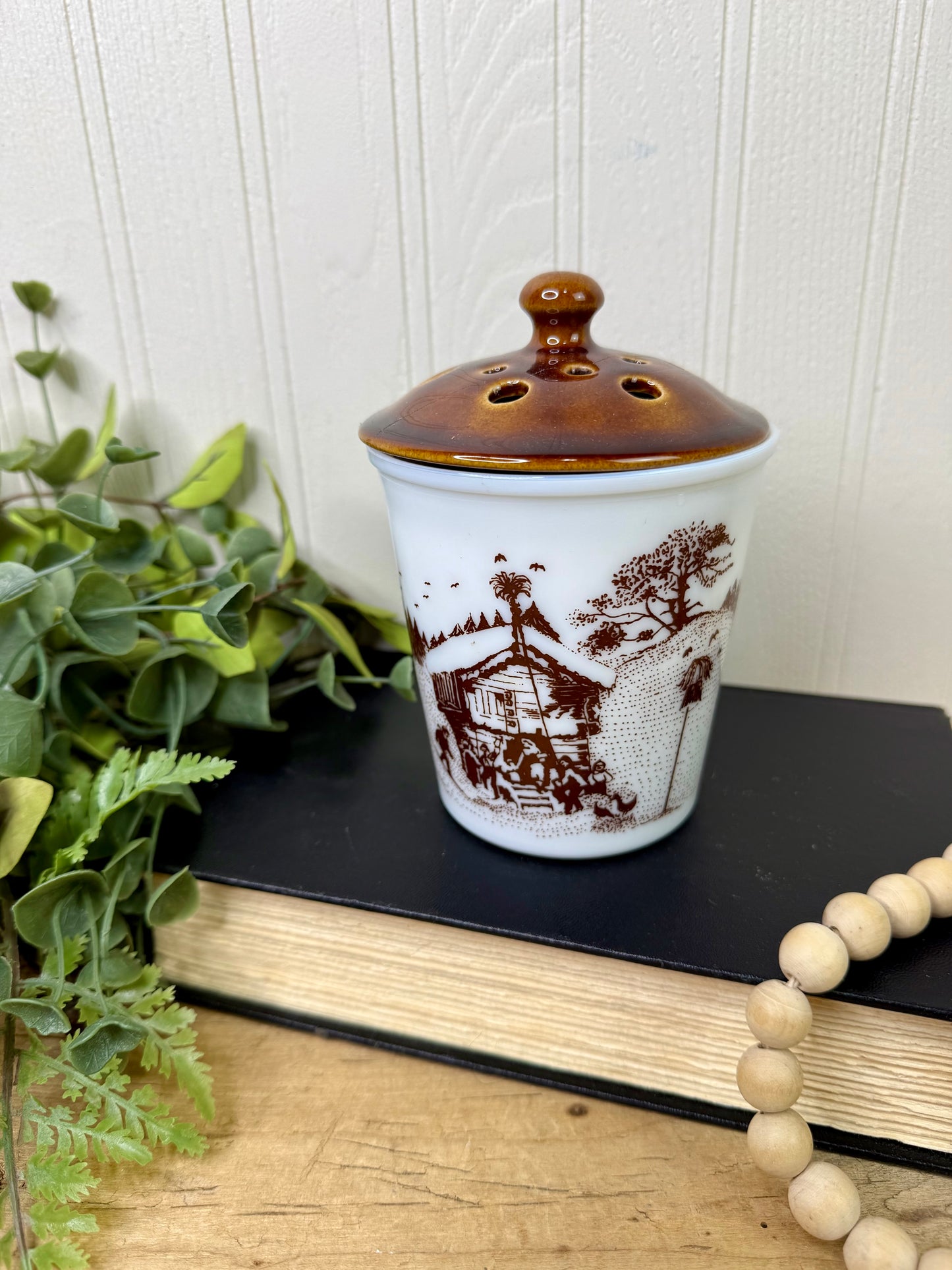 Vintage Amway Milk Glass Potpourri Jar