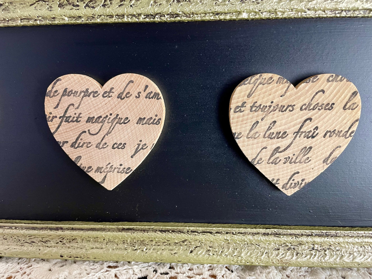 Upcycled Wall Art with Wooden Hearts