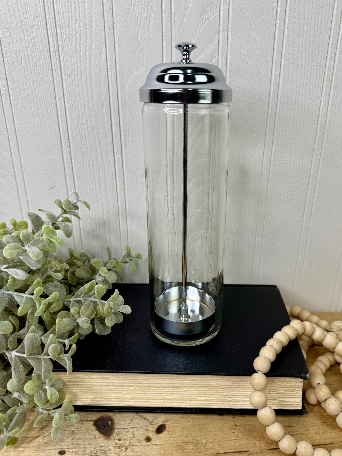 Vintage Mid-Century Glass Straw Dispenser