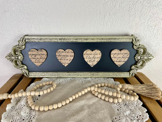 Upcycled Wall Art with Wooden Hearts