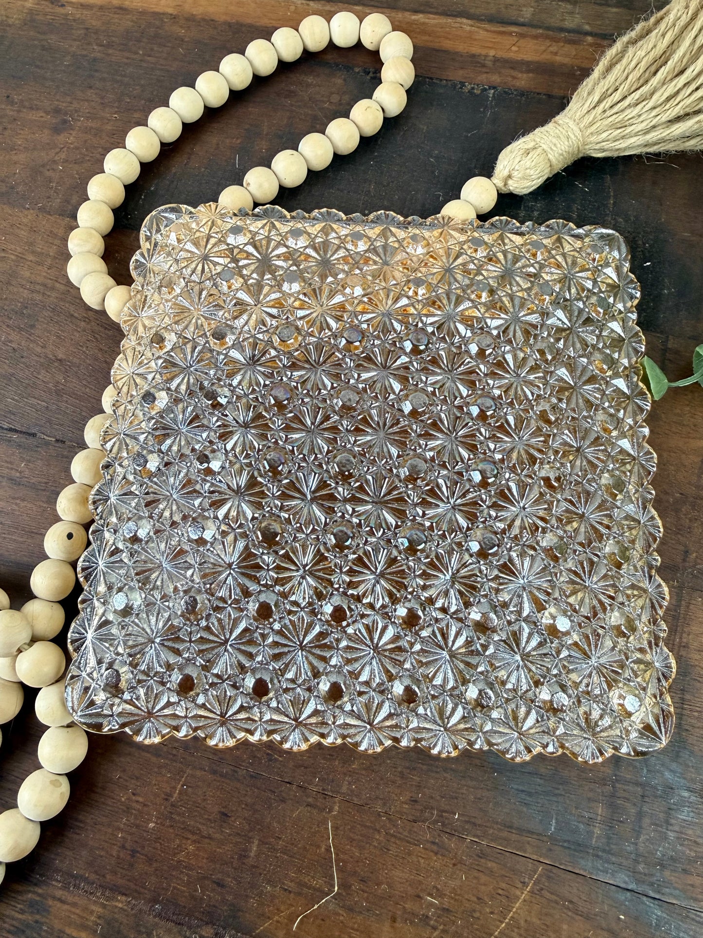 Vintage Daisy & Buttons Patterned Trinket Plate