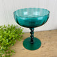 Vintage Hand Blown Turquoise Blue Glass Compote Dish