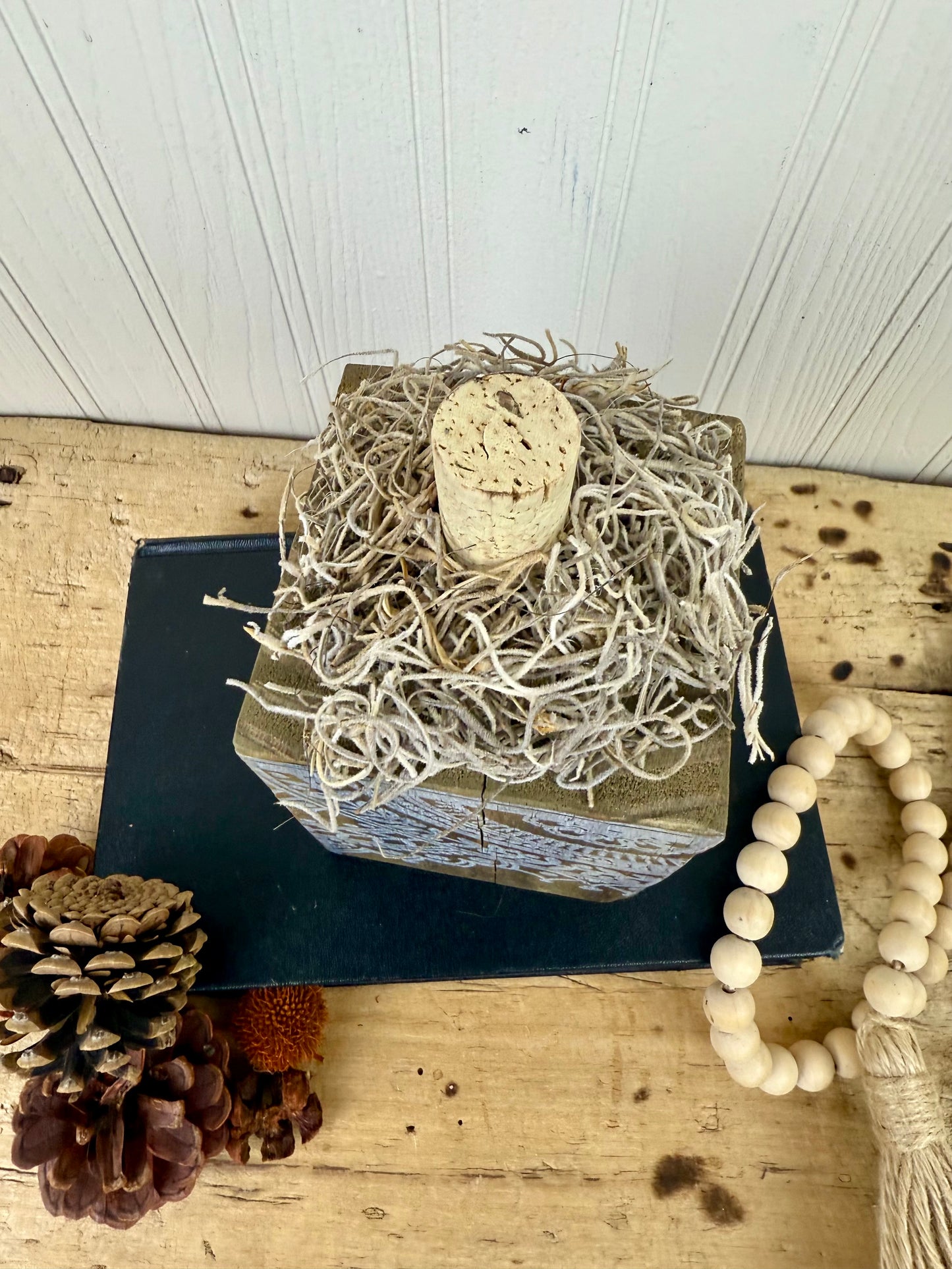 Handmade Reclaimed Wood Boho Block Pumpkin