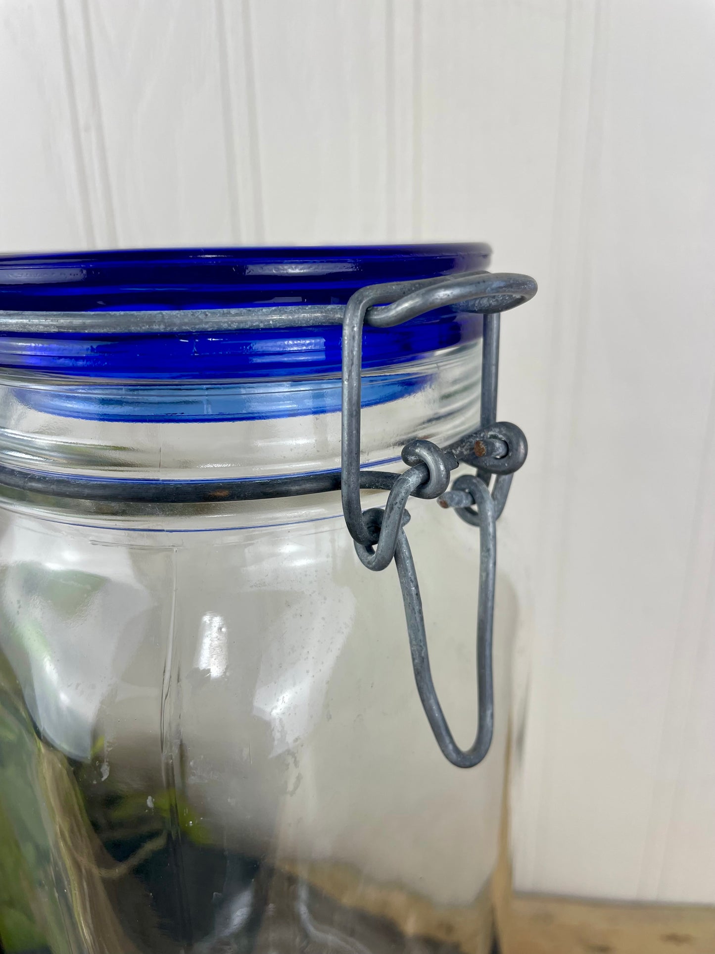 Italian Cobalt Blue Glass Jar with Clasp