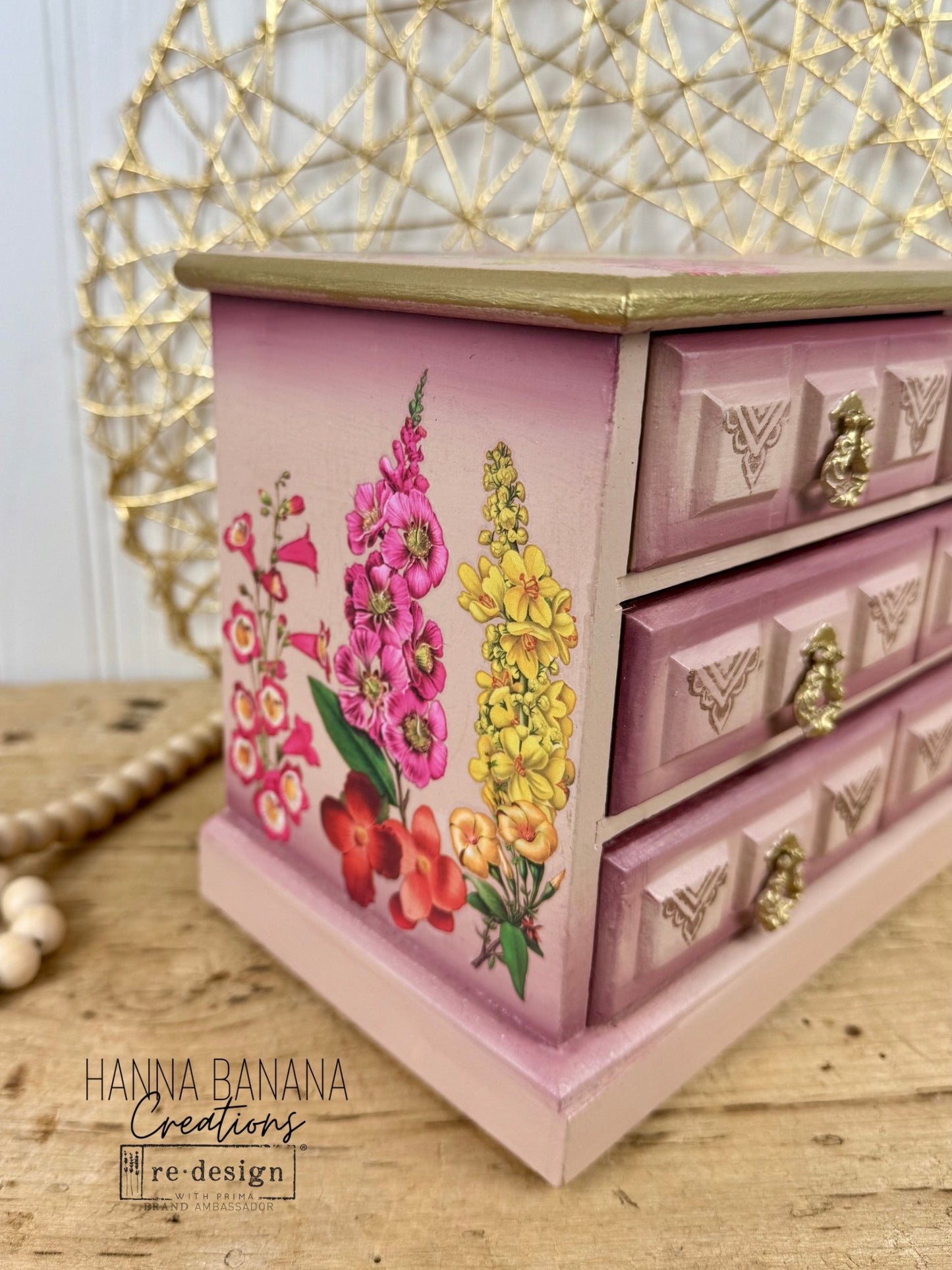 Hand Painted Pink & Burgundy Ombre Jewelry Box