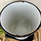 Vintage White Enamel Canister with Black Rim