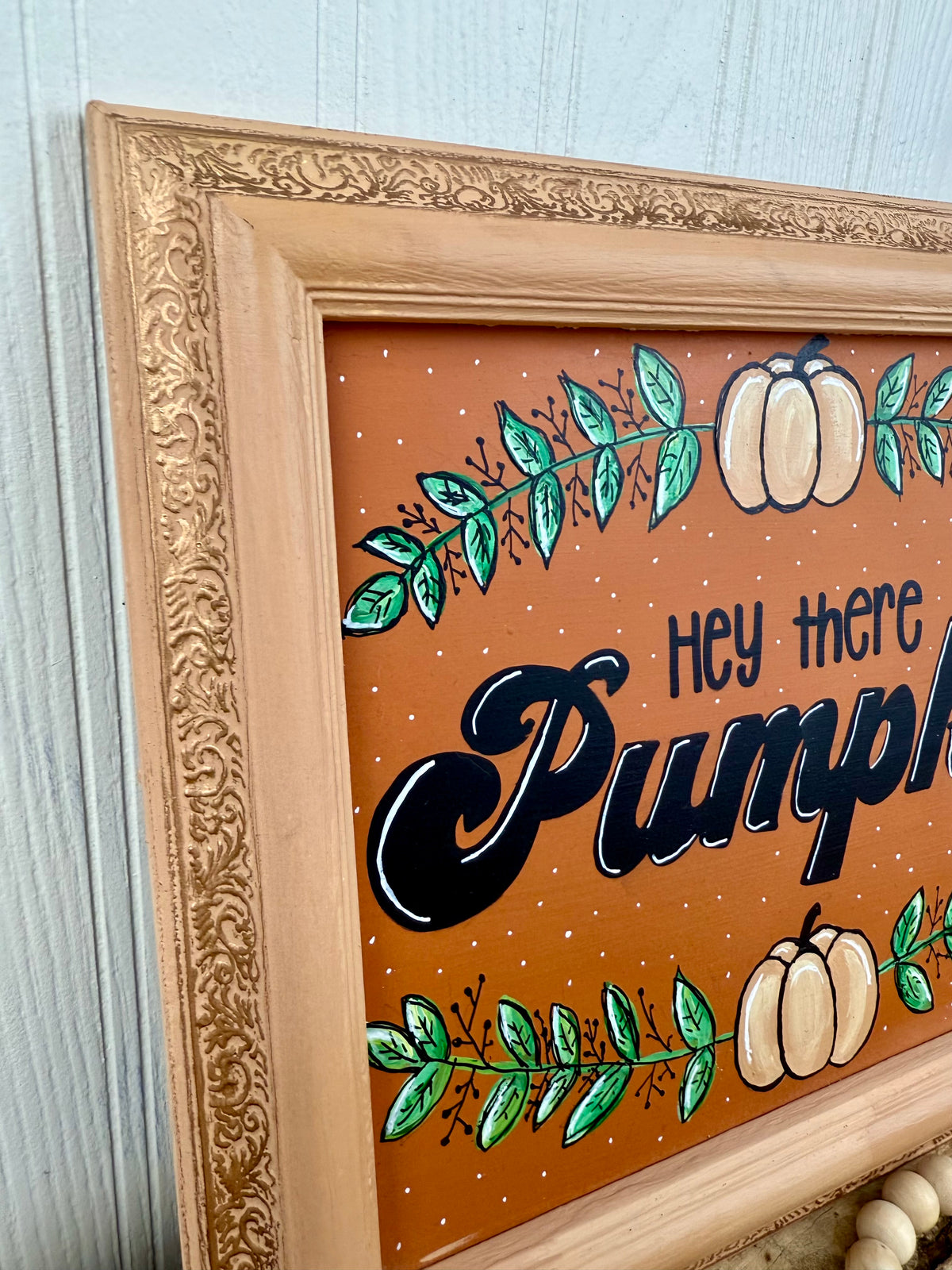 Handmade Upcycled Fall Sign- “Hey There Pumpkin”
