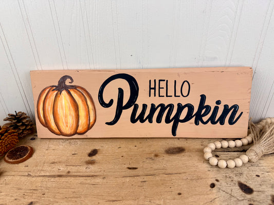 Handmade “Hello Pumpkin” Reclaimed Wood Sign