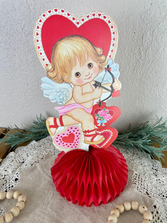Vintage Valentine’s Cupid Honeycomb Tissue Paper Centerpieces