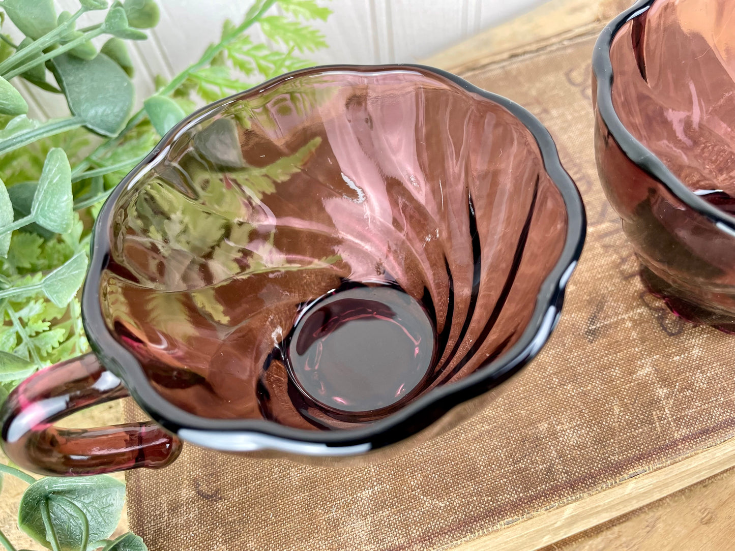 Vintage Hazel Atlas Set of Moroccan Amethyst Glass Punch Cups