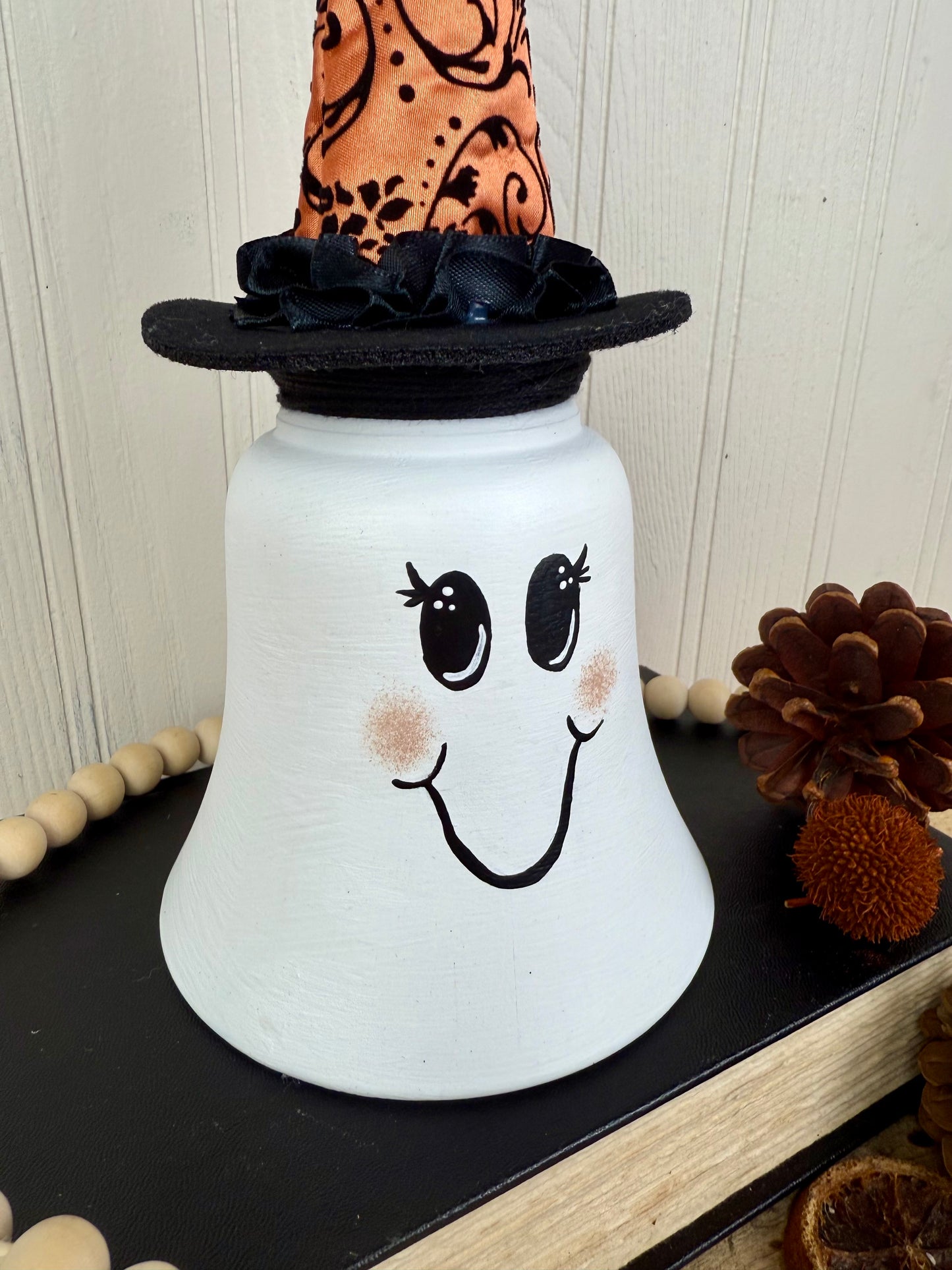 Handmade Light Shade Ghost with Orange Hat