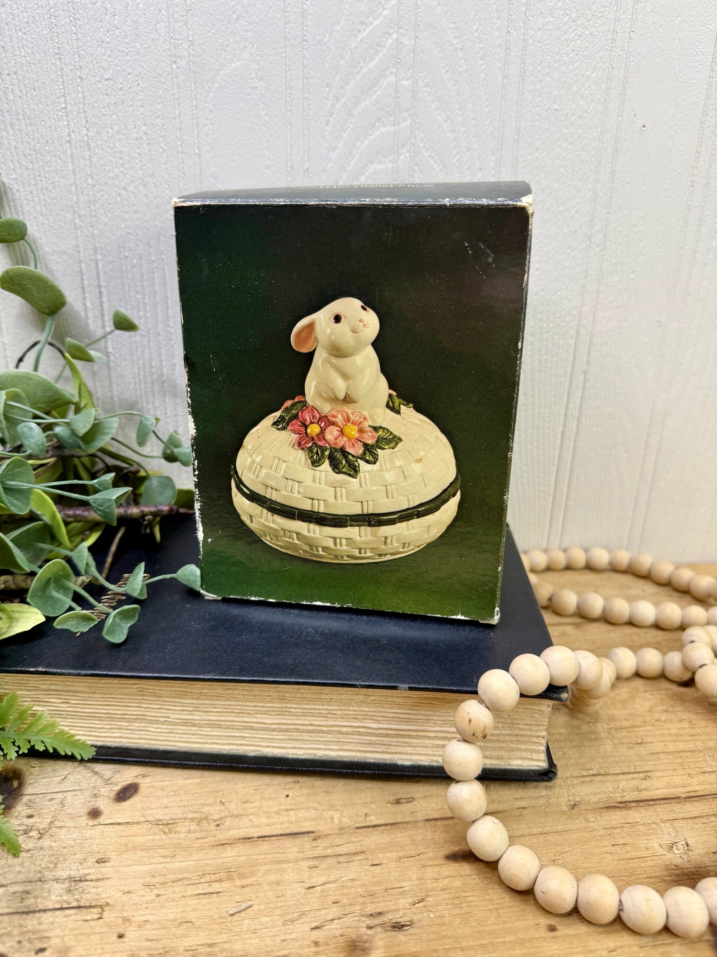 Vintage Avon Bunny Ceramic Trinket Box- New Old Stock