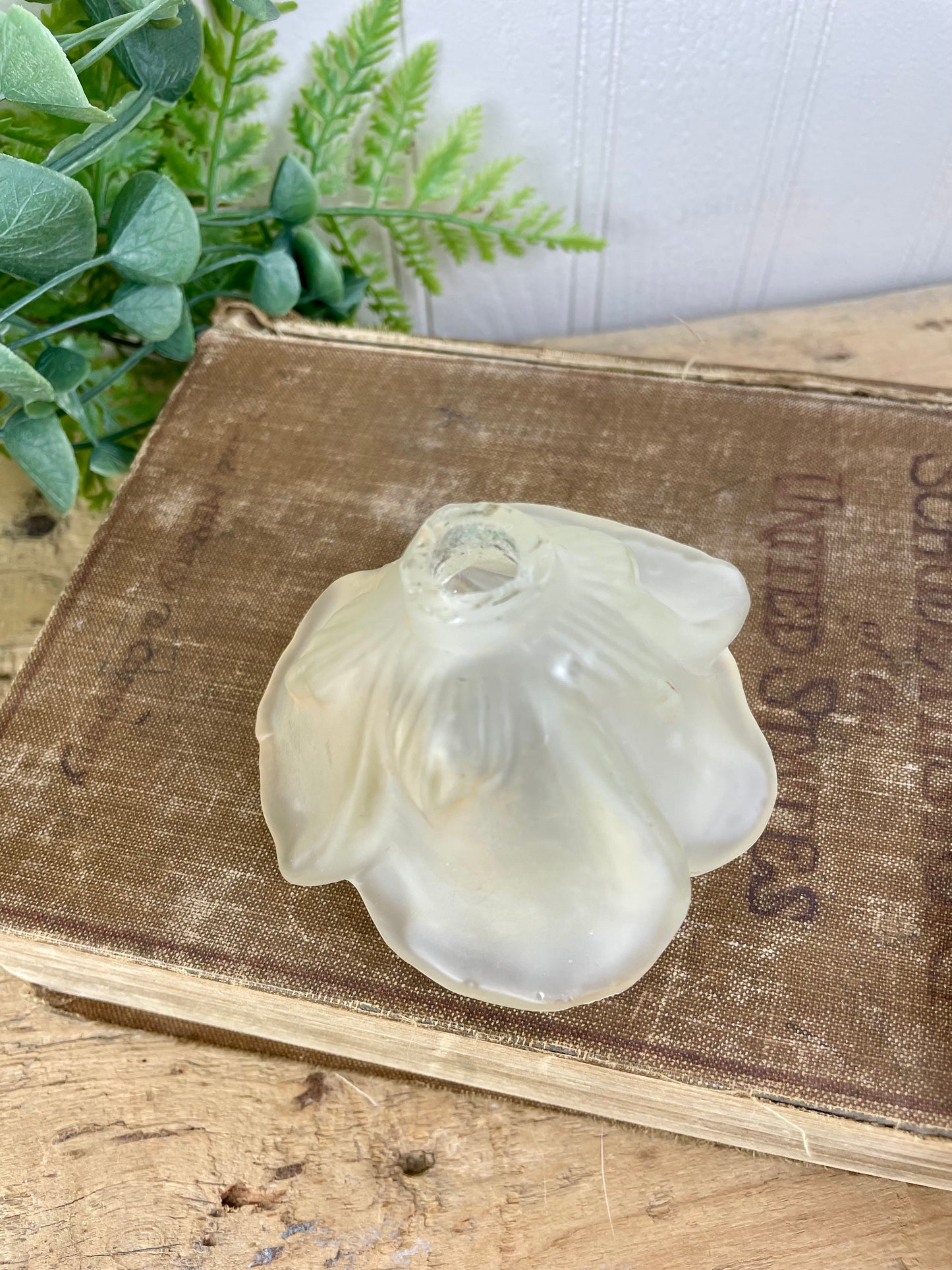 Vintage Frosted Glass Rose Perfume Bottle