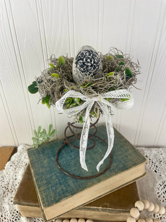 Handmade Rustic Bed Spring Nest with Beige Egg