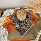 Handmade Reclaimed Wood Block Pumpkin with Leaves