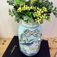 Handmade Upcycled Jar Vase with Blue Birds