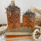 Handmade Reclaimed Wood Small Tribal Print Pumpkin Set