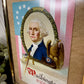 Antique George Washington Patriotic Embossed Postcard in Brass Frame