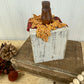 Handmade Block Beige Pumpkin with Spindle Stem