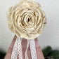 Upcycled Vintage Trim Pink Large Christmas Tree with Wood Flower
