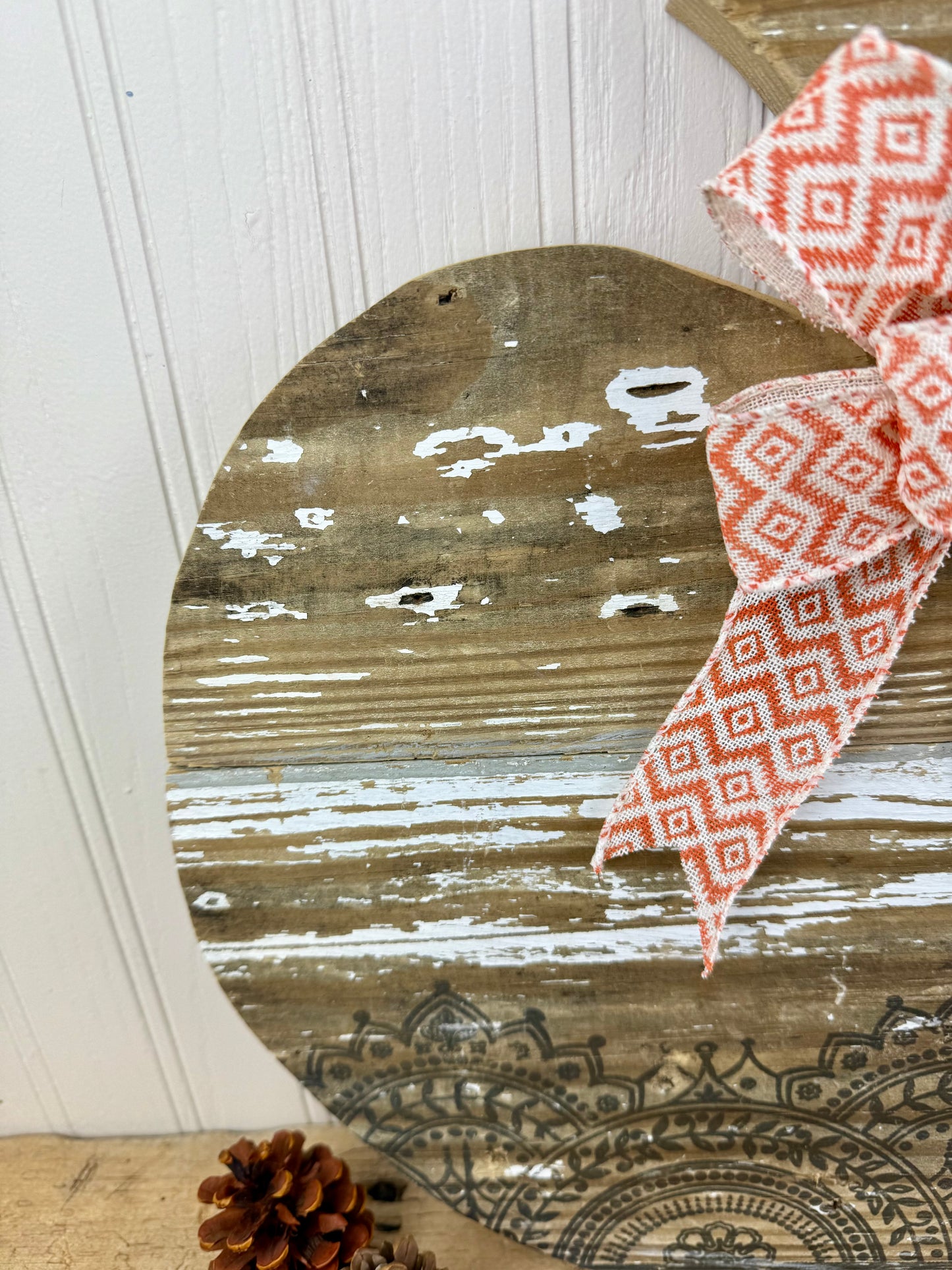 Handmade Barn Wood Pumpkin with Stamped Details